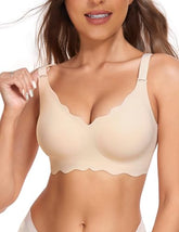 V-neck Seamless Wireless Bra Ivory
